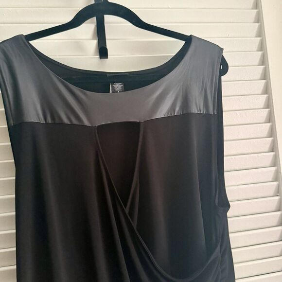 TORRID Black Bodycon Dress Faux Leather Trim Moto LBD Biker Punk Size 3x - Picture 3 of 6